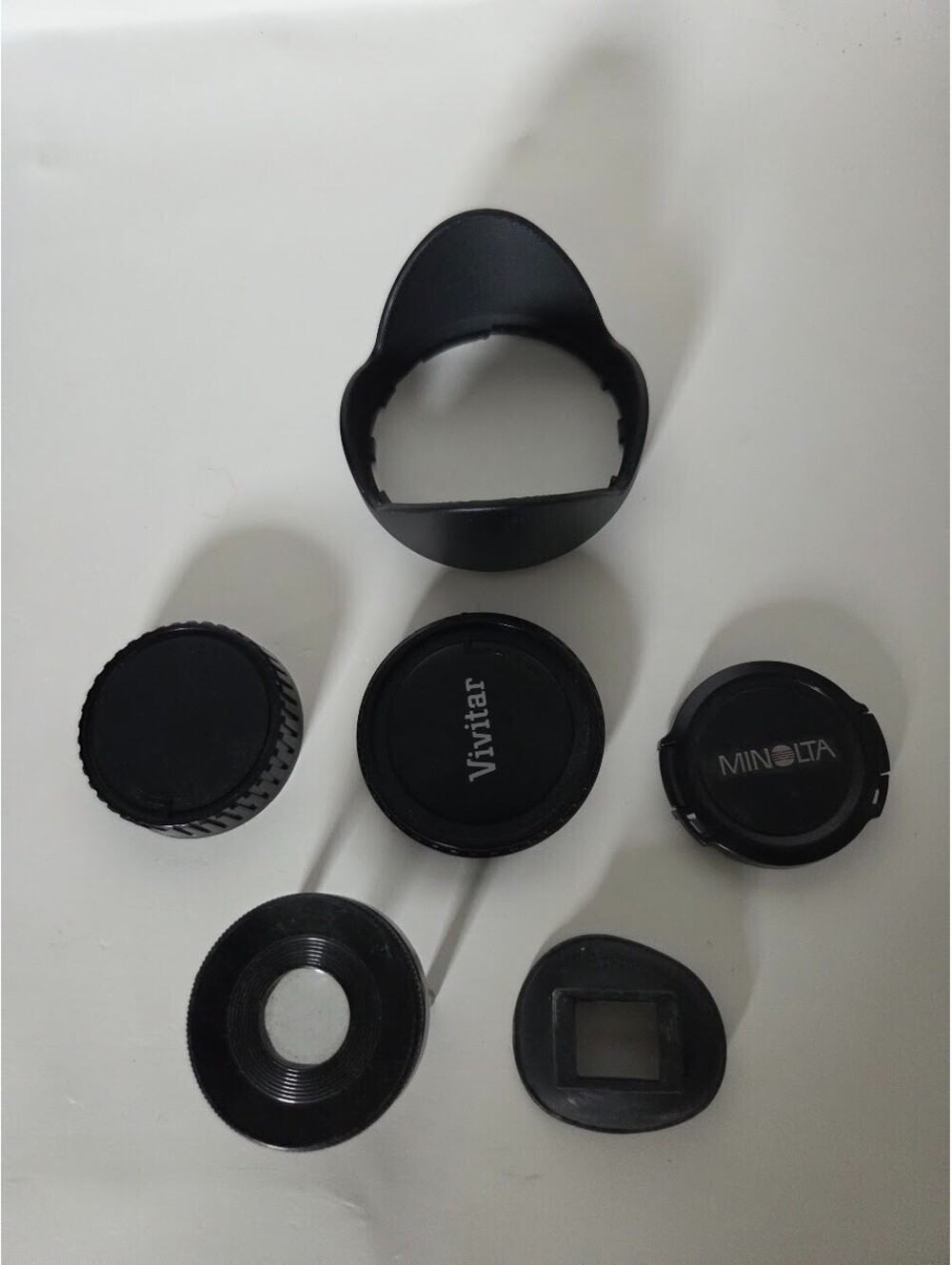 Mixed Camera Accessories Lot Lens Caps Hood Viewfinder Eyecup Vivitar Minolta